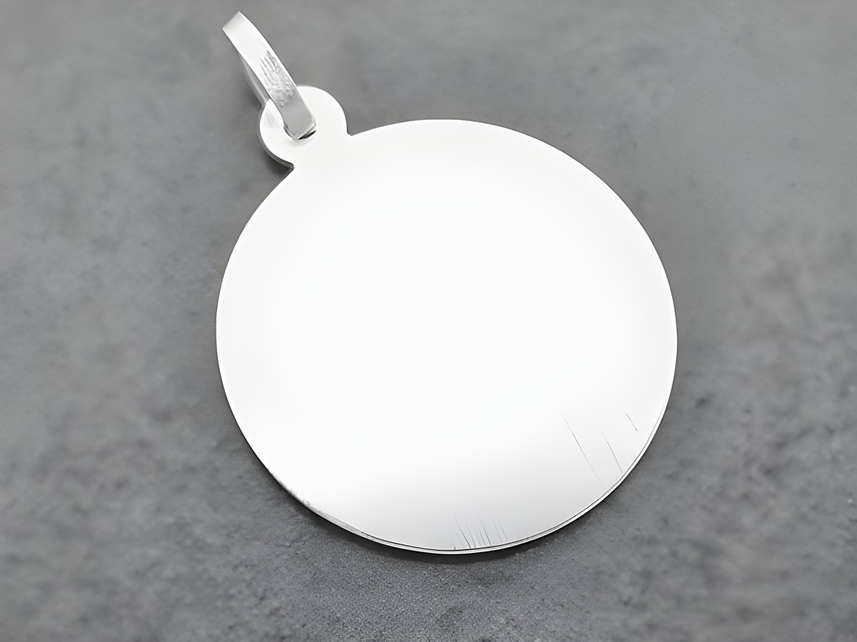 Silber Anhänger - 21,3 mm - Gravurplatte - mattiert und poliert - rund, Hersteller: Juwelier Harnisch, schlicht und zeitlos, ideal für individuelle Gravuren.