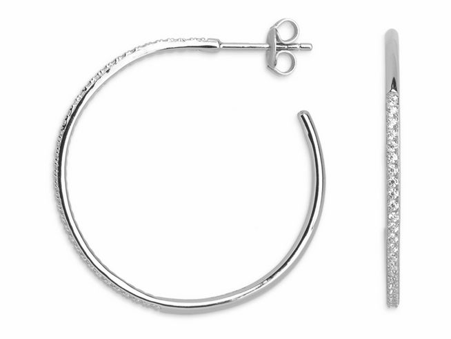 Xenox Sterling Silber Ohrringe XS1720 mit glattem und funkelndem Design, runde Creolen, hochwertiger Ohrschmuck des Herstellers Xenox. Ideal für jeden Anlass.