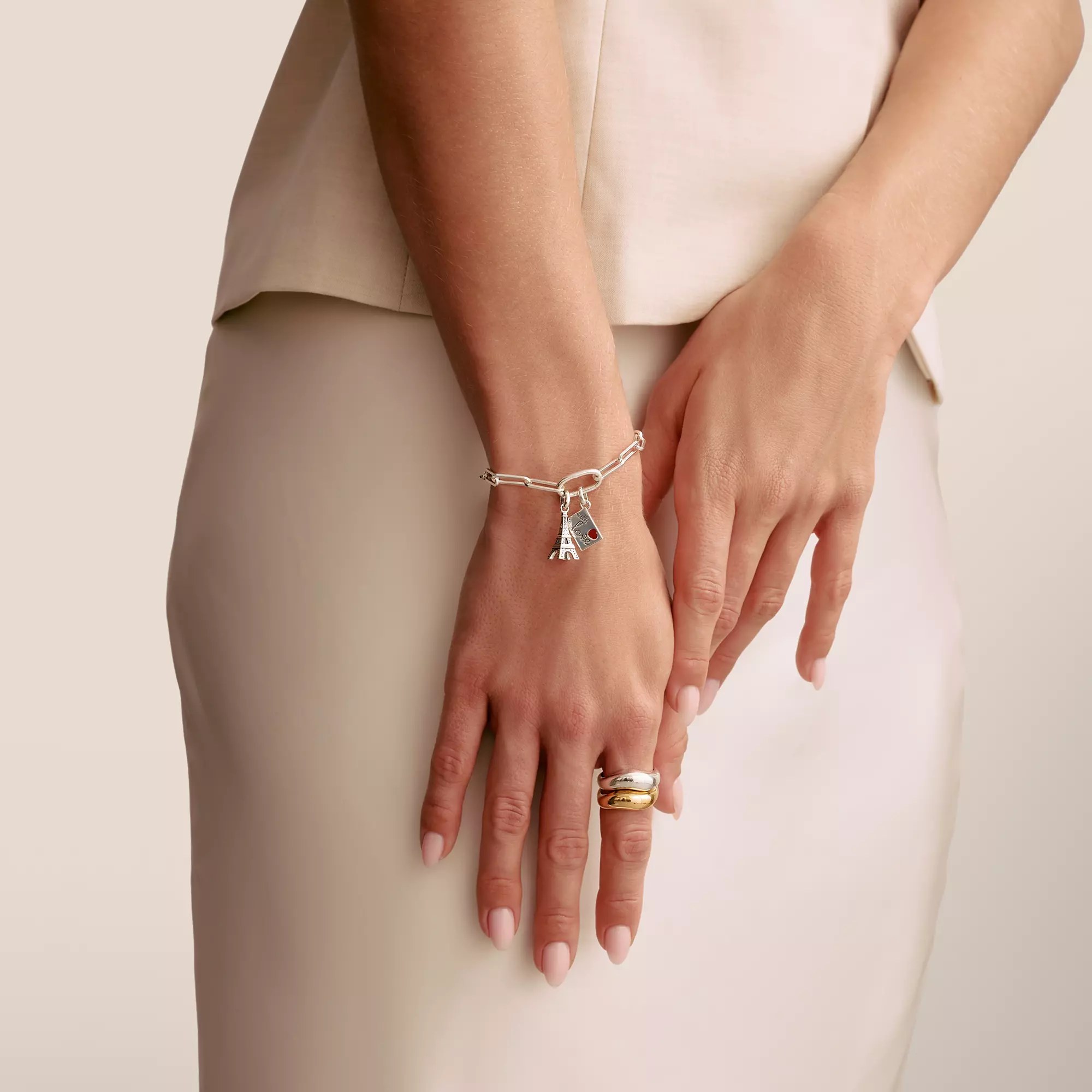 Thomas Sabo Connect - Eiffelturm - Charm mit Öse - Silber & geschwärzt + Zirkonia – Ansicht 3
