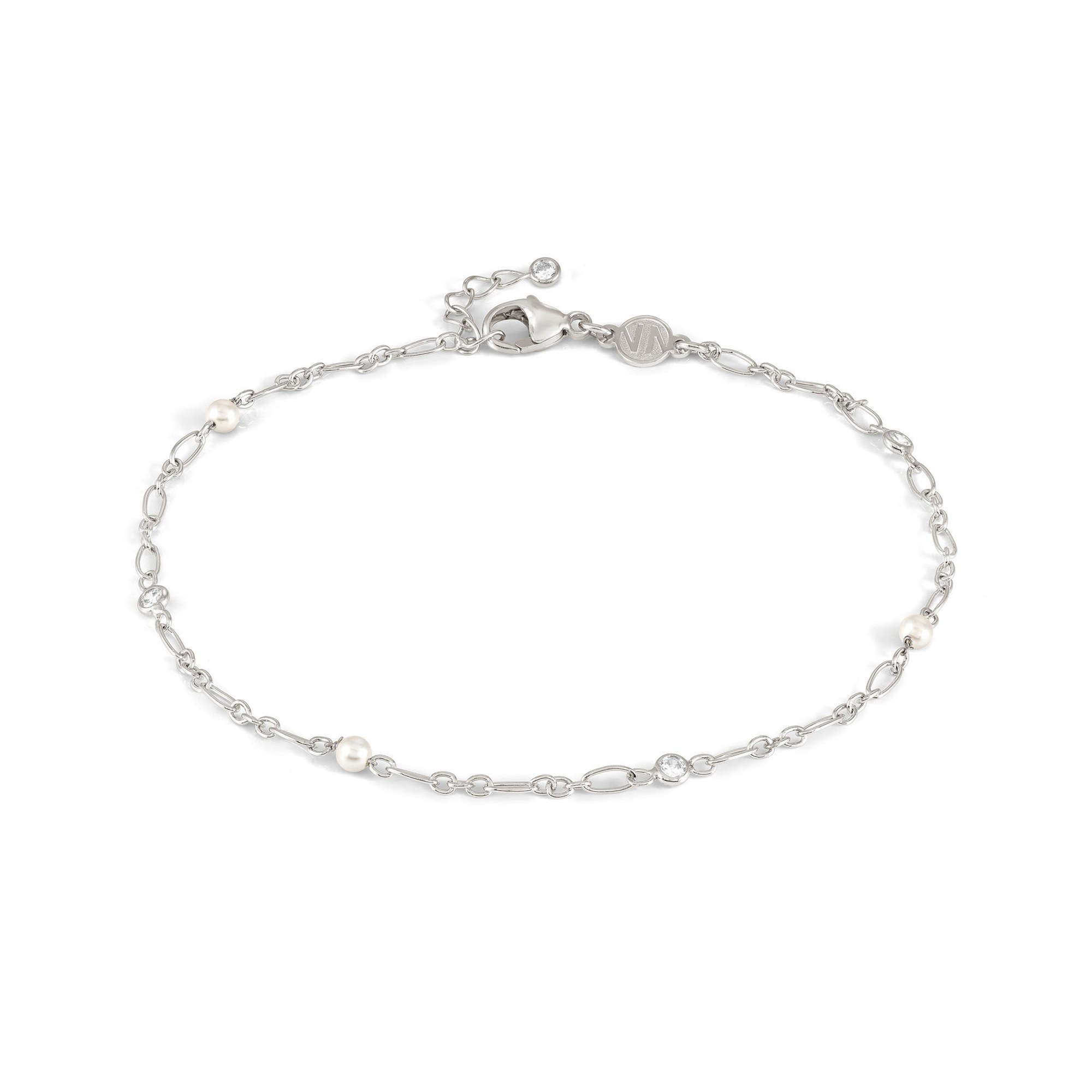 Nomination Anklets Fußkette Perlen weiß - Silber 925 rhodiniert, Perle, Zirkonia