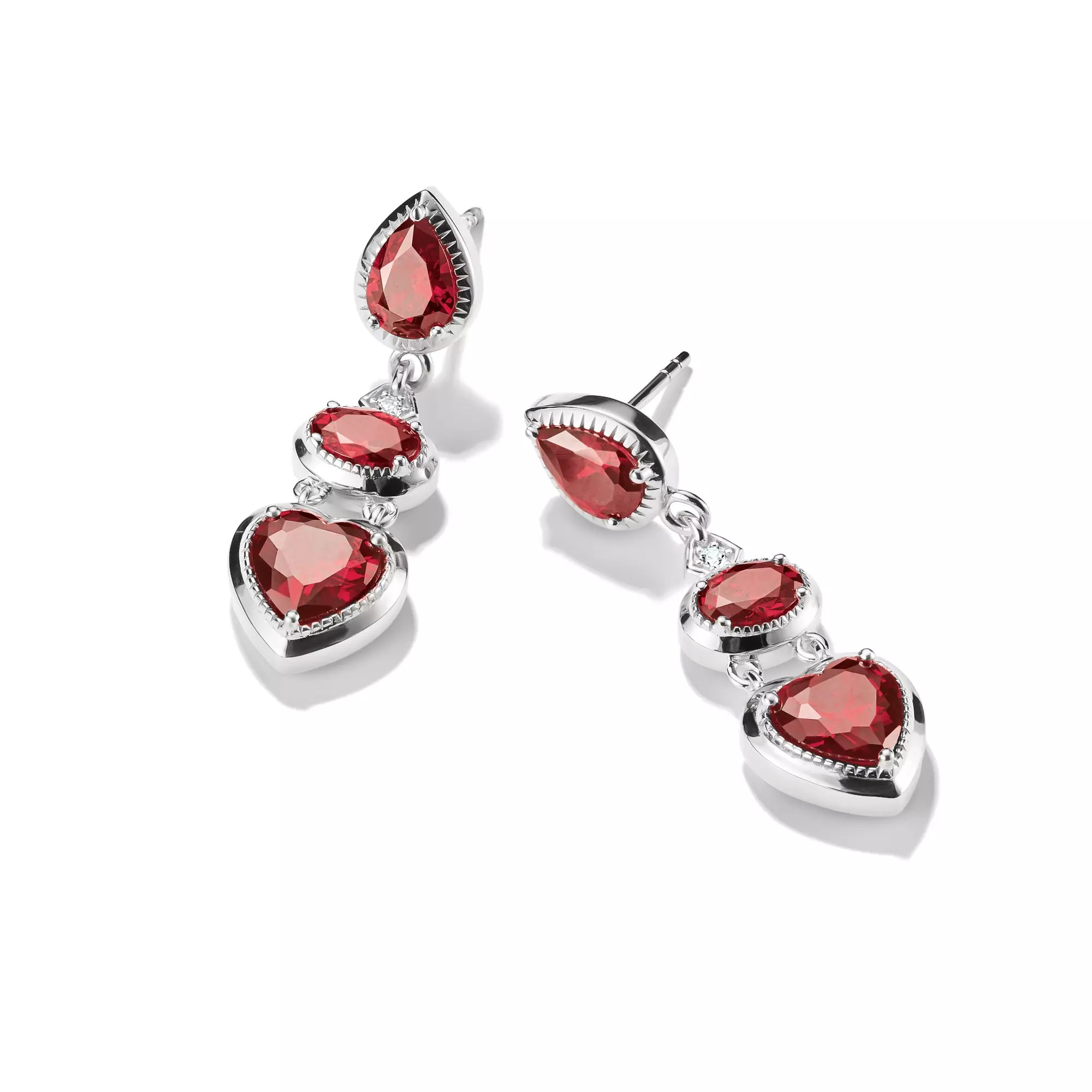 Thomas Sabo Ohrringe Herz Granatrot ELYNDRA Silber – Zirkonia – Ansicht 2