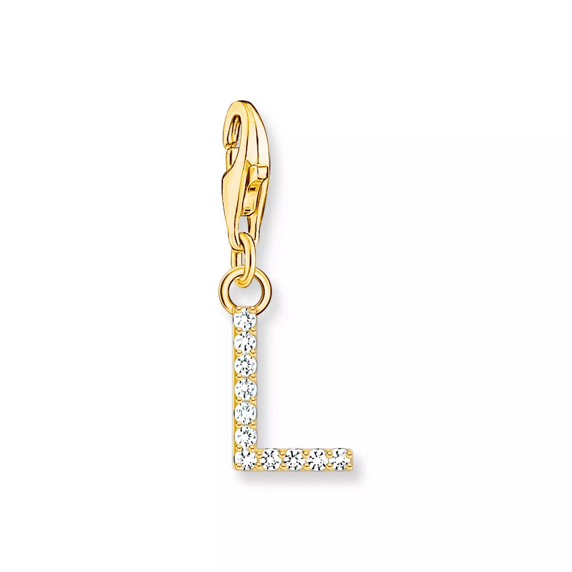 Thomas Sabo Charm-Anhänger - funkelnder Buchstabe L - Silber Gelbgold verg. & Zirkonia - Weiß