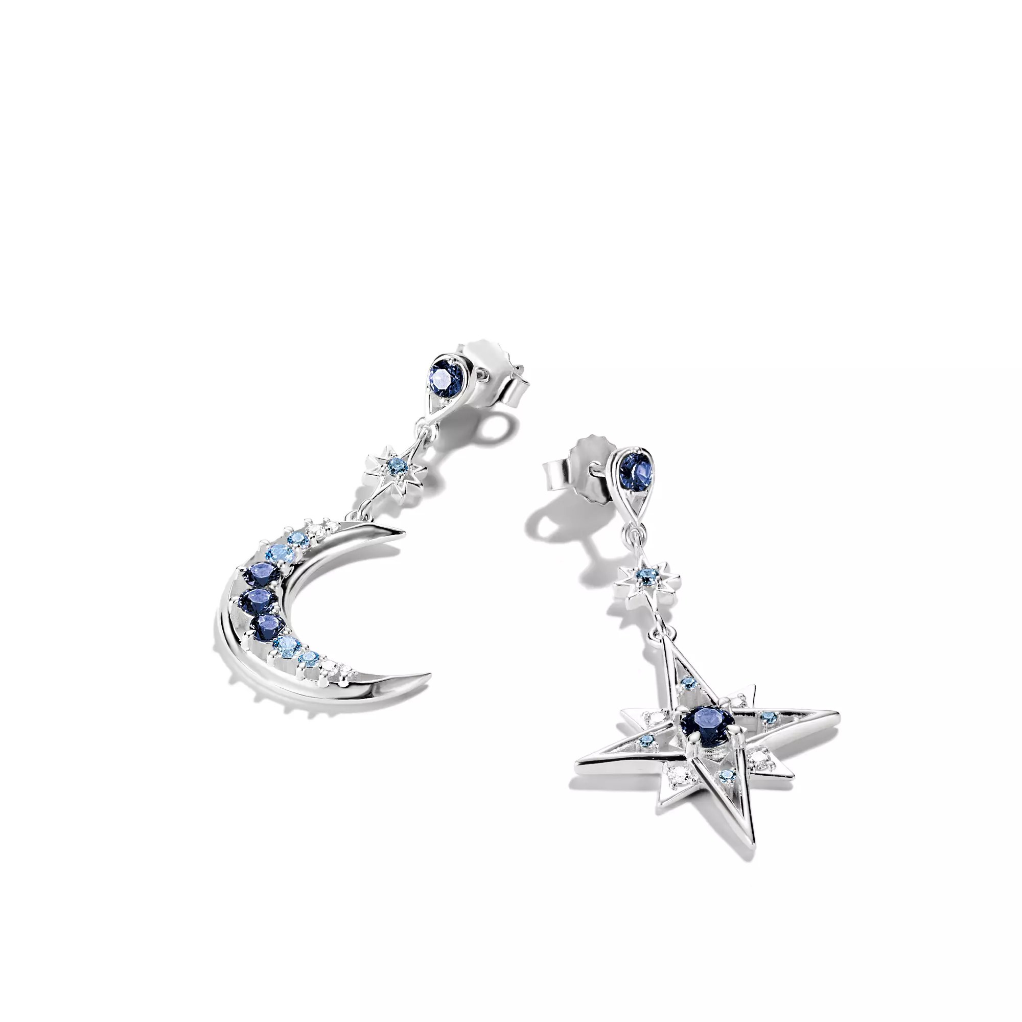 Thomas Sabo Midnight Sky - Ohrringe Mond und Stern - 925 Sterling Silber - Nanokristall - Zirkonia blau – Ansicht 2