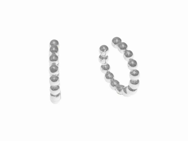 Ohrklemme aus Sterling Silber mit polierten und rhodinierten Kugeln, hochwertig verarbeitet, ideal für eleganten Schmuck, Hersteller Juwelier Harnisch, 1 Paar.