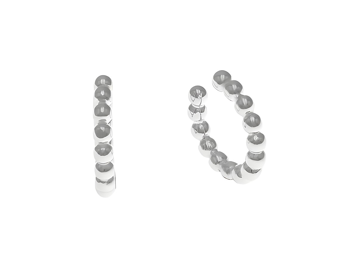Ohrklemme aus Sterling Silber mit polierten und rhodinierten Kugeln, hochwertig verarbeitet, ideal für eleganten Schmuck, Hersteller Juwelier Harnisch, 1 Paar.