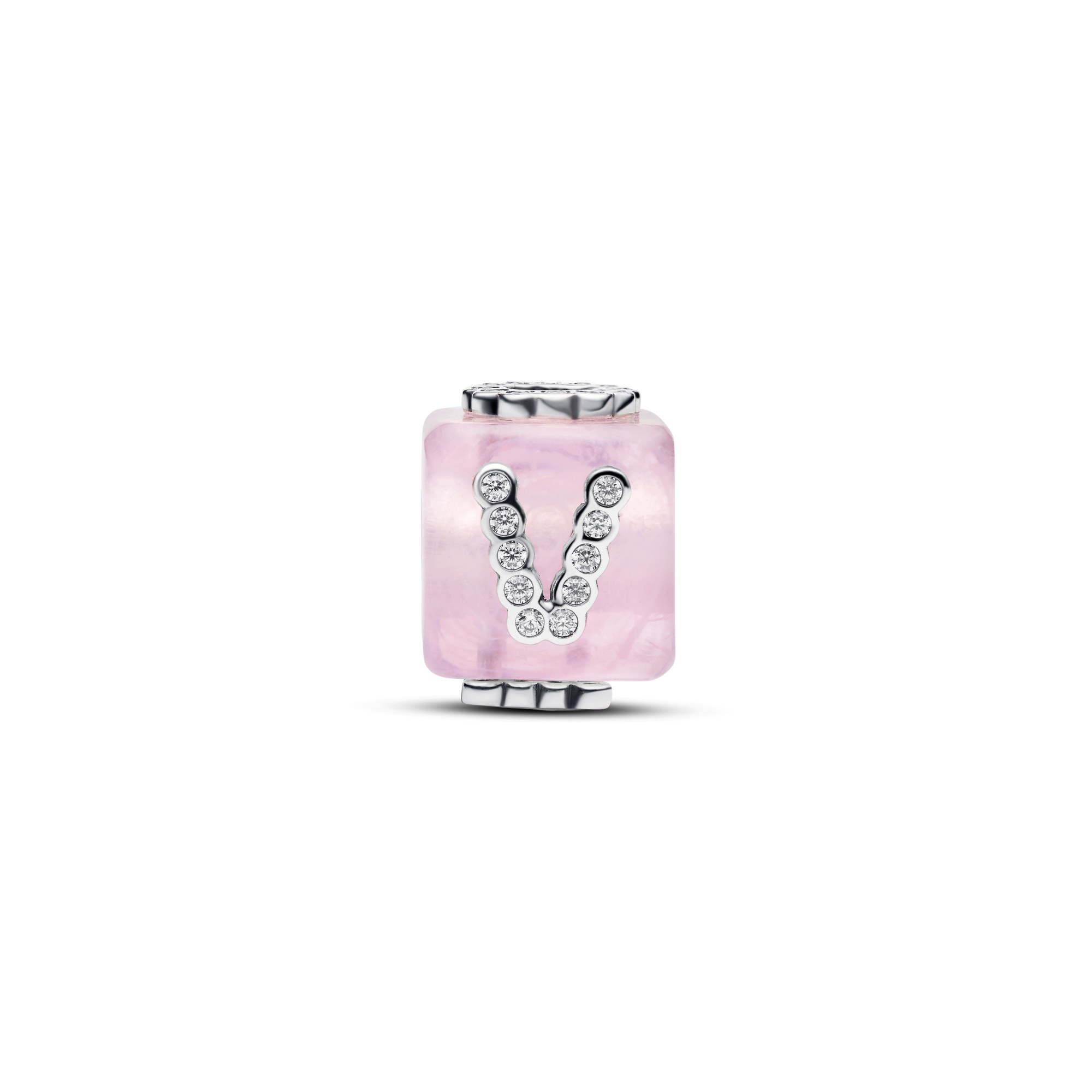 Pandora Rosafarbener Murano Glas Liebeswürfel - Charm - Silber - Murano Glas - Zirkonia – Ansicht 3