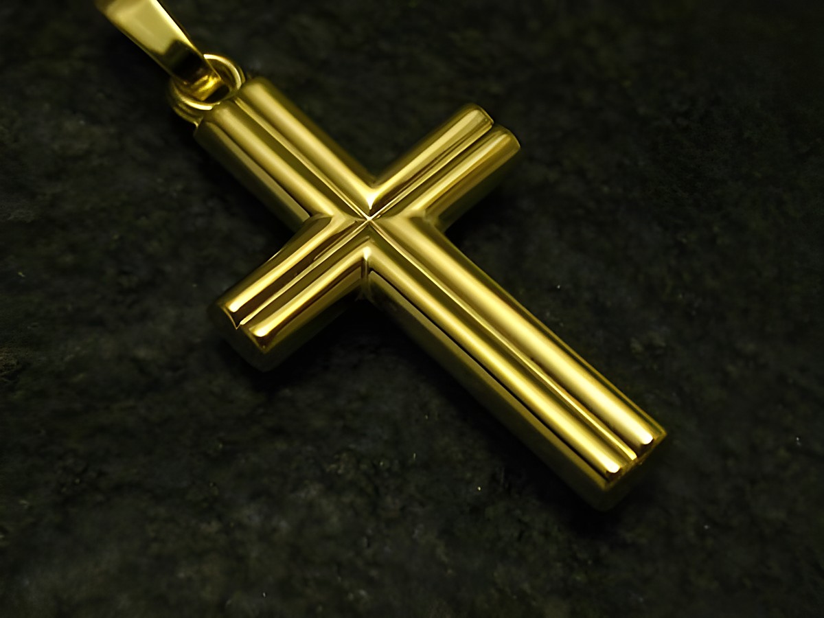 Design Goldkreuz aus Gold 333, klassischer goldener Anhänger, Hersteller Juwelier Harnisch, elegant und zeitlos gestaltet, ideal für jeden Anlass.