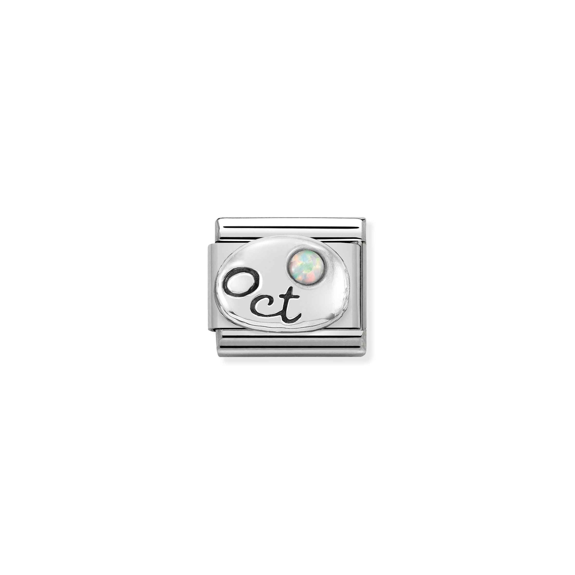 Nomination Composable Classic Charm Monatsstein Oktober Opal weiß - Edelstahl, Sterling Silber