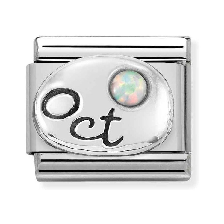 Nomination Composable Classic Charm Monatsstein Oktober Opal weiß - Edelstahl, Sterling Silber