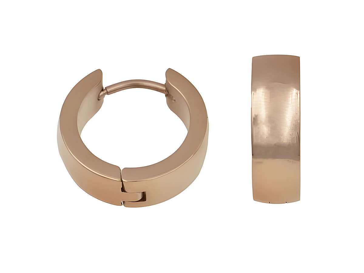 Edelstahl Creolen in Roségold, 1,6 cm Durchmesser, poliert, mit modernem Design, von Juwelier Harnisch, ideal für eleganten Schmuck.