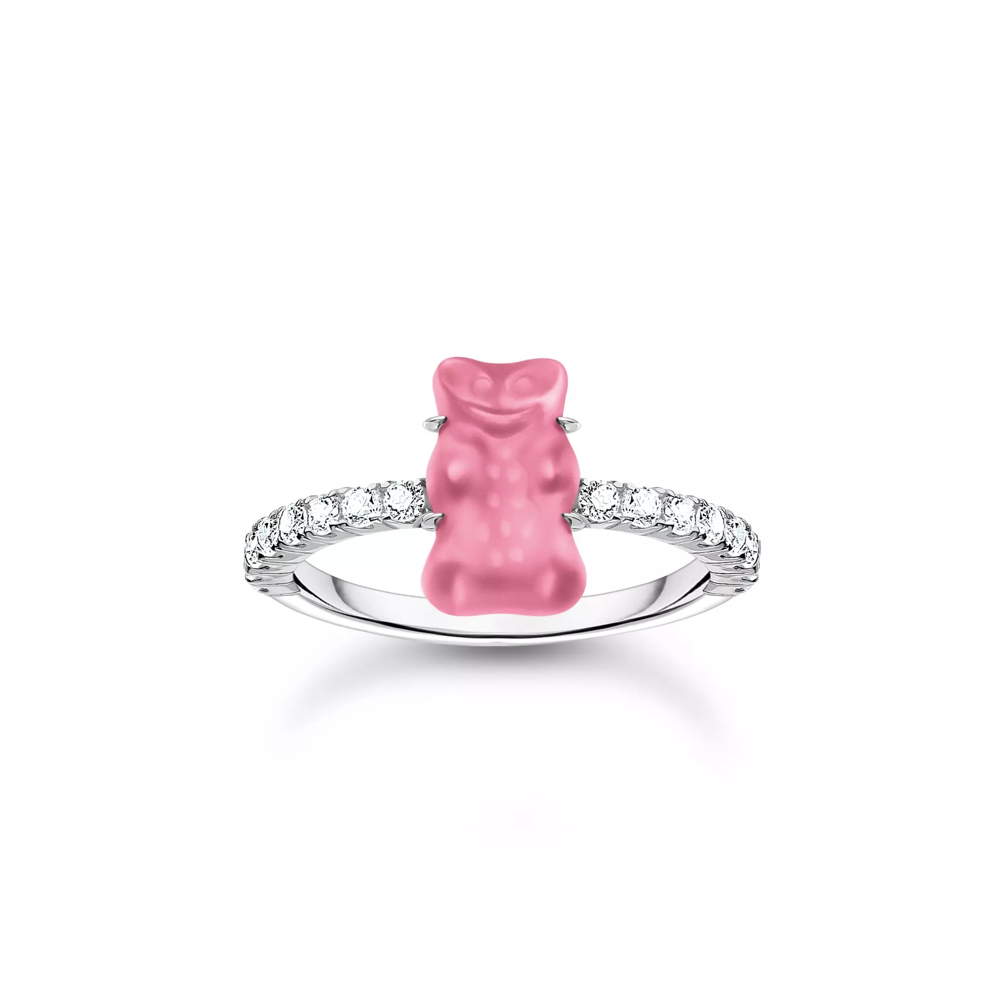 Thomas Sabo HARIBO Ring mit Goldbär - Gummibärchen - Rosa-Pink Mini - Silber & Glas & Zirkonia - Rosa-Pink - Gr.