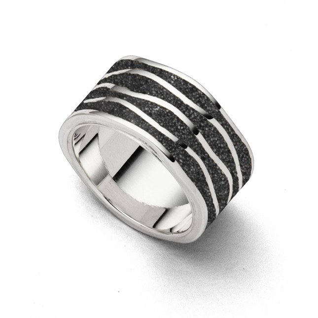 DUR Ring - Strandwellen - Lavasand - Sterling Silber rhodiniert – Ansicht 3