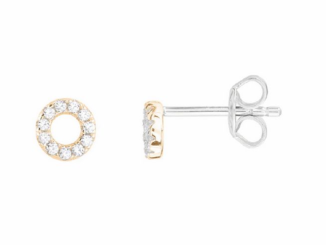 Xenox Sterling Silber Ohrringe XS3431GN EAR CANDIES in Gelbgold Vergoldung mit funkelnden klaren Steinen, zeitloses Design für eleganten Ohrschmuck.