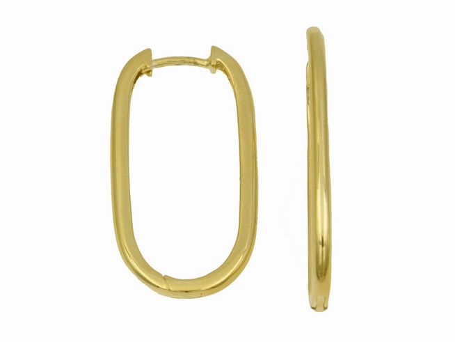 Creolen modern in 3 cm, 925 Sterling Silber, poliert und gelb vergoldet, von Juwelier Harnisch, ideal für einen eleganten Look bis 45 mm.