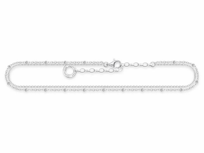 Thomas Sabo Fußkette aus Sterling Silber in silberfarben mit einer Länge von 22 bis 27 cm, feine Kette mit überlappenden Gliedern und Karabinerverschluss.
