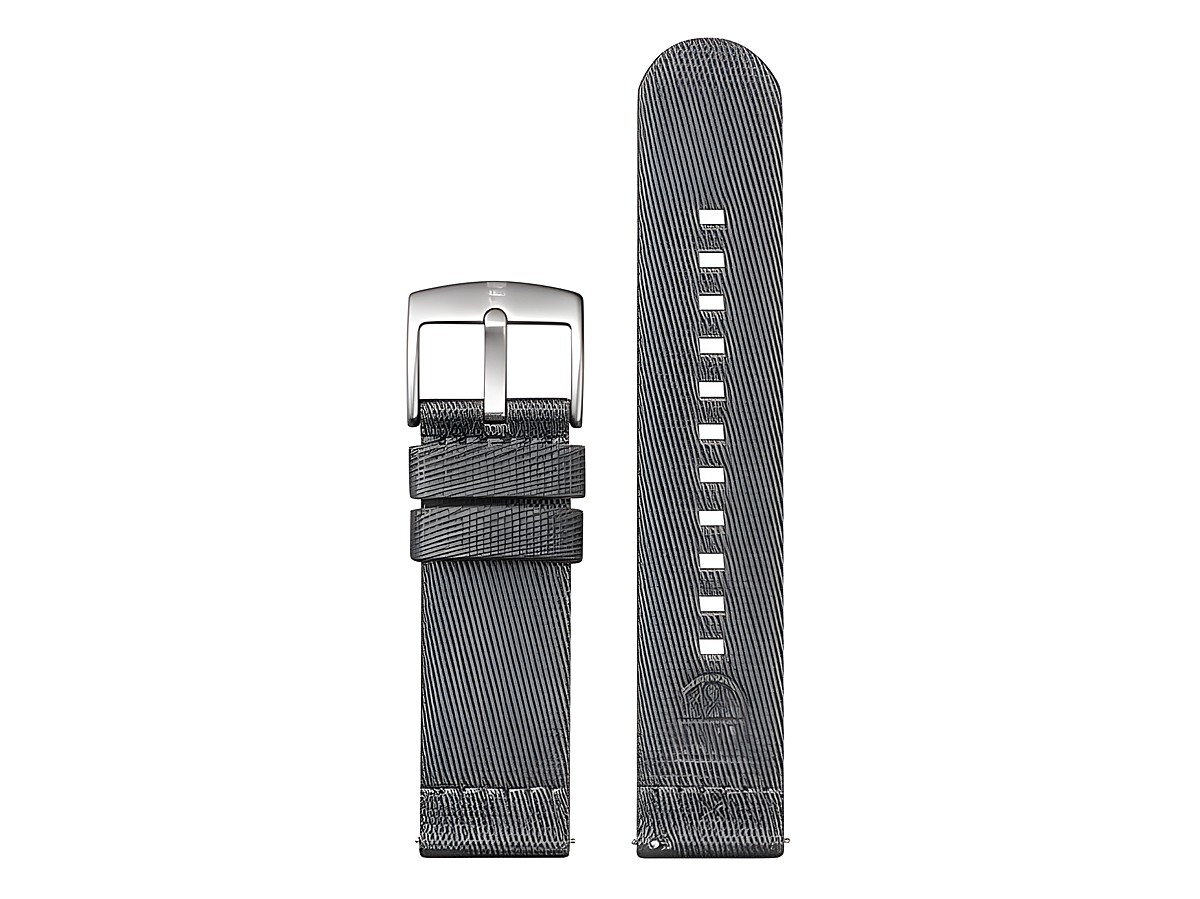 Luminox Uhren Nylonarmband FNX.2405.80Q.K in Grau, 24 mm breit, mit einer silbernen Schnalle und mehreren Einstichlöchern für die Anpassung. Ideal als Ersatz für Luminox Uhren.