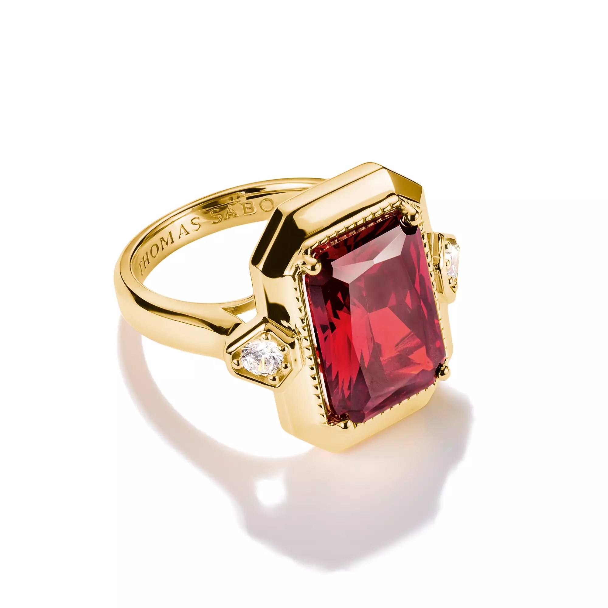 Thomas Sabo Ring Roter Zirkoniastein ELYNDRA 18k Vergoldung – Silber – Zirkonia – Ansicht 2