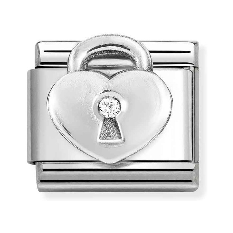 Nomination Composable Classic Charm Herzschloss - Edelstahl, Sterling Silber, Zirkonia