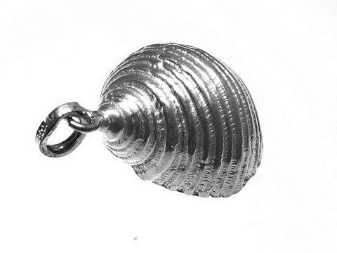 Silber Anhänger in Muschelform, hergestellt von Juwelier Harnisch, ideal für maritimen Stil und Seefahrt, bringt ein Gefühl von Strand und Meer ins Accessoire.