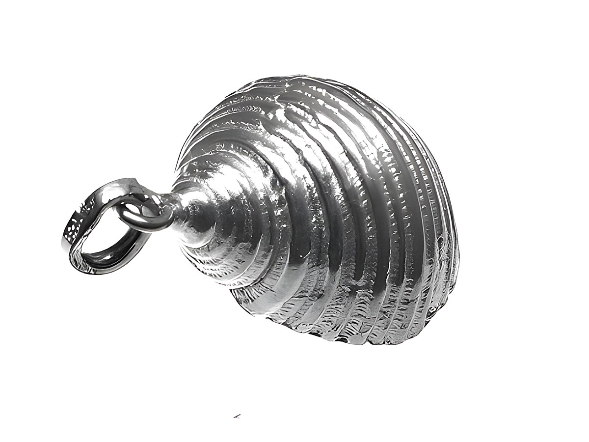 Silber Anhänger in Muschelform, hergestellt von Juwelier Harnisch, ideal für maritimen Stil und Seefahrt, bringt ein Gefühl von Strand und Meer ins Accessoire.