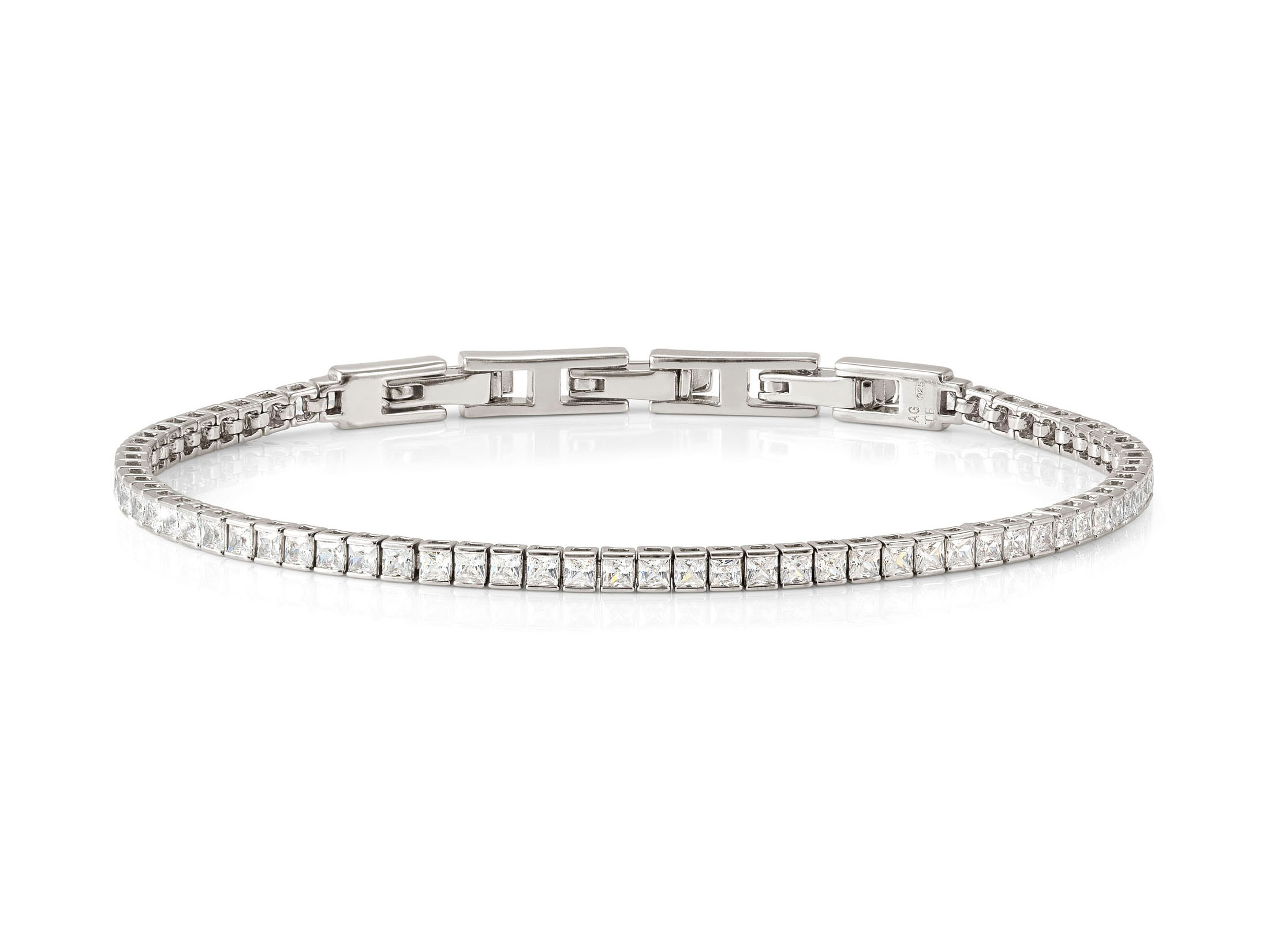 Armband aus Sterling Silber mit Zirkonia, besetzt mit weißen Steinen von 2 bis 7 mm, Länge 50 cm, elegantes Design für jeden Anlass, Hersteller Nomination, Neuheit im Sortiment.