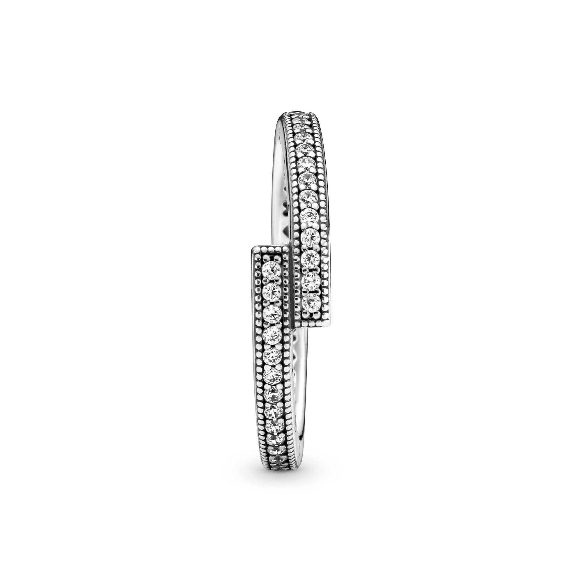 Pandora Silber Funkelnder überlappender Ring - Zirkonia Ansicht 3 – Ansicht 3