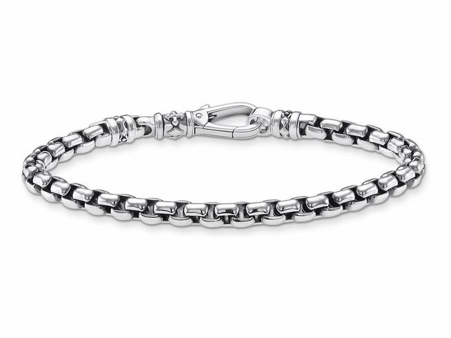 Ein elegantes Thomas Sabo Armband aus Sterling Silber, Modell A2005-637-21-L20, mit einer Länge von 20 cm, in einem ansprechenden Kettendesign und einem dekorativen Verschluss.