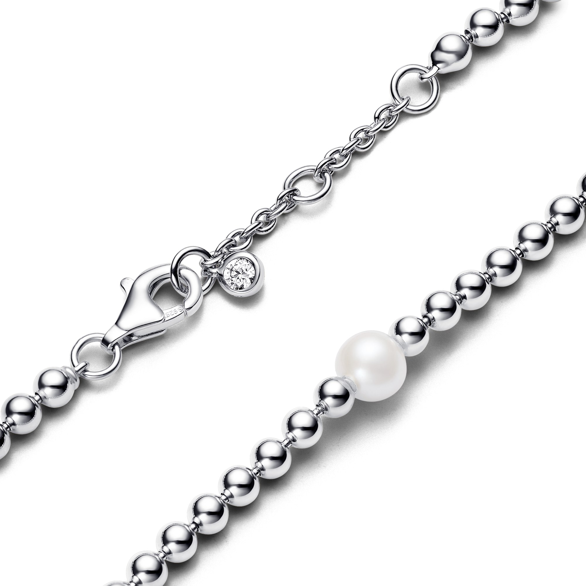 Pandora Zuchtperle & Kugeln Armband - Silber - Steinmix Weiß – Ansicht 3