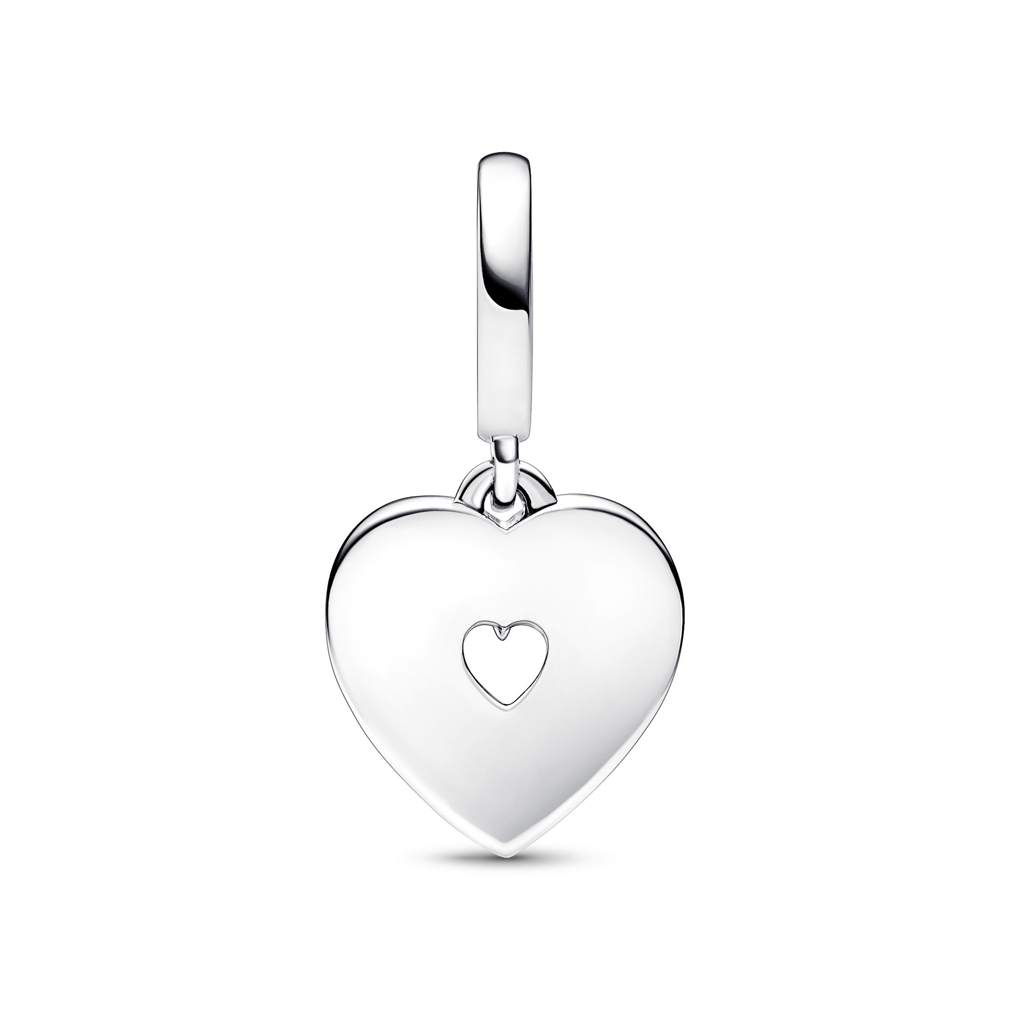 Pandora Perlmuttweißes Herz Doppelter Charm-Anhänger - Sterling Silber Ansicht 2 – Ansicht 2