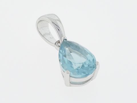 Silber Anhänger in Tropfenform, charmant mit hellblauem Zirkonia, Hersteller Juwelier Harnisch, ideal für stilvolle Akzente und elegante Outfits.