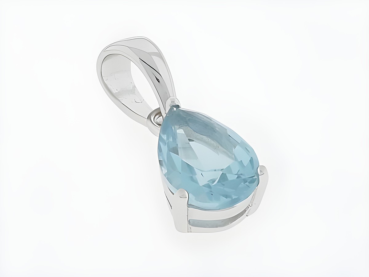 Silber Anhänger in Tropfenform, charmant mit hellblauem Zirkonia, Hersteller Juwelier Harnisch, ideal für stilvolle Akzente und elegante Outfits.