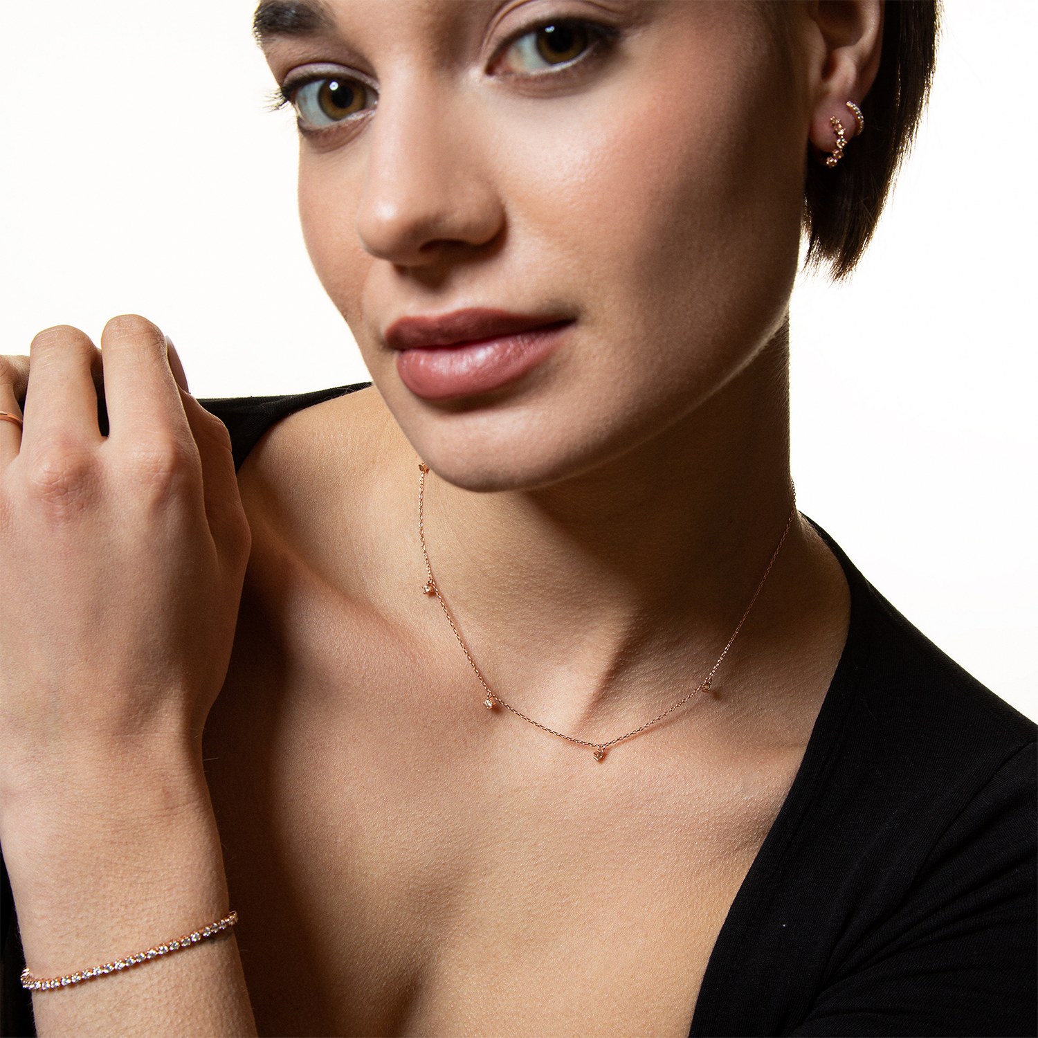 XENOX Sterling Silber Kette XS2036R - 40-45 cm - KRAPPE ROSÈ - Roségold vergoldet Kareekette – Ansicht 4