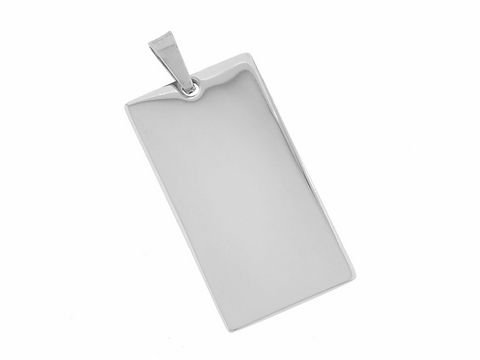 Edelstahl Anhänger mit gravierbarer Fläche in rechteckiger Form, Maße 2,8 x 1,5 cm, trendiges Design, Hersteller Juwelier Harnisch. Ideal für persönliche Gravuren.