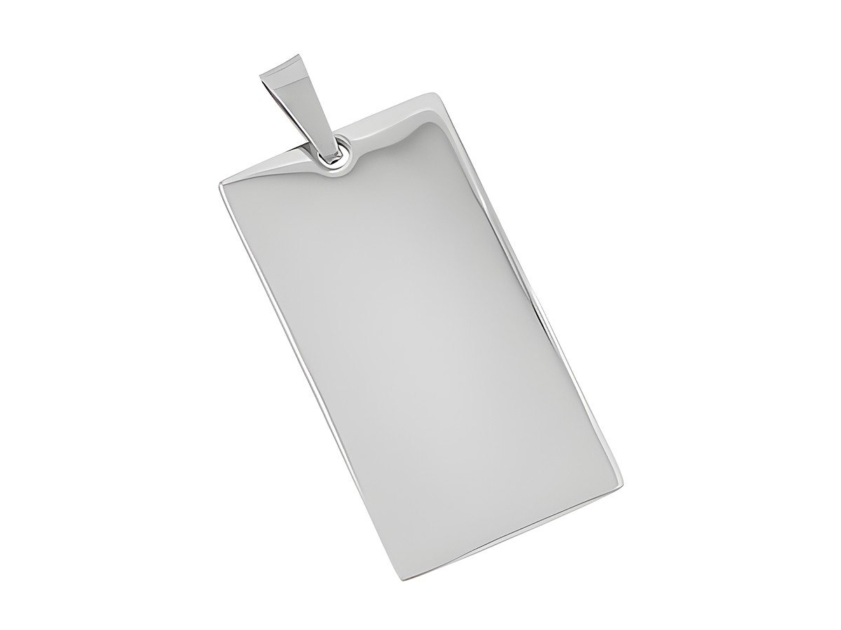 Edelstahl Anhänger mit gravierbarer Fläche in rechteckiger Form, Maße 2,8 x 1,5 cm, trendiges Design, Hersteller Juwelier Harnisch. Ideal für persönliche Gravuren.