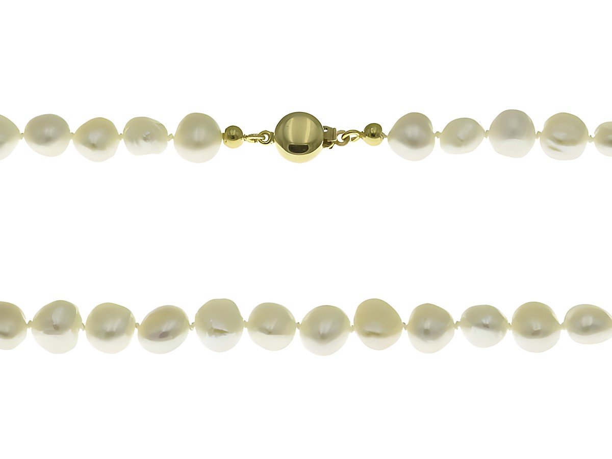 Perlenkette 44 cm in Weiß aus Süßwasser Zuchtperlen mit klassischem Design, hergestellt von Juwelier Harnisch, ideal für elegante Anlässe.
