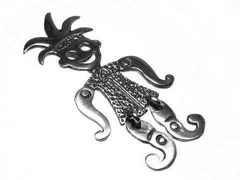35083-0 Clown beweglich Sterling Silber Anhänger lustig von Hersteller Juwelier Harnisch, der Anhänger zeigt einen fröhlichen Clown mit einem hübschen Outfit und witzigen beweglichen Teilen.