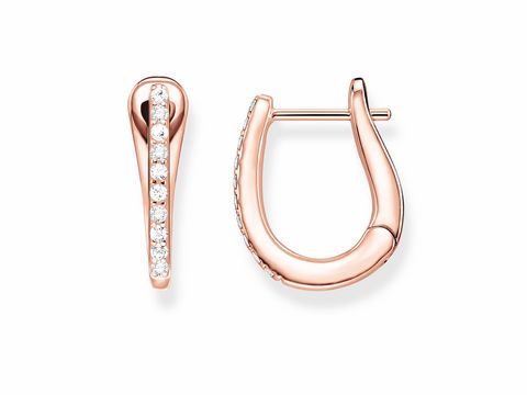 Creolen aus rosévergoldetem Silber mit funkelnden Zirkonia-Steinen, elegantes Design für jeden Anlass, Hersteller Thomas Sabo, Modell CR629-416-14 aus der Glam & Soul Kollektion.