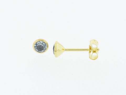 Gold Ohrringe in Kelchform aus 333 Gold mit charmantem Blautopas, Stecker 4,3mm, Hersteller Juwelier Harnisch, weitere Steine verfügbar.