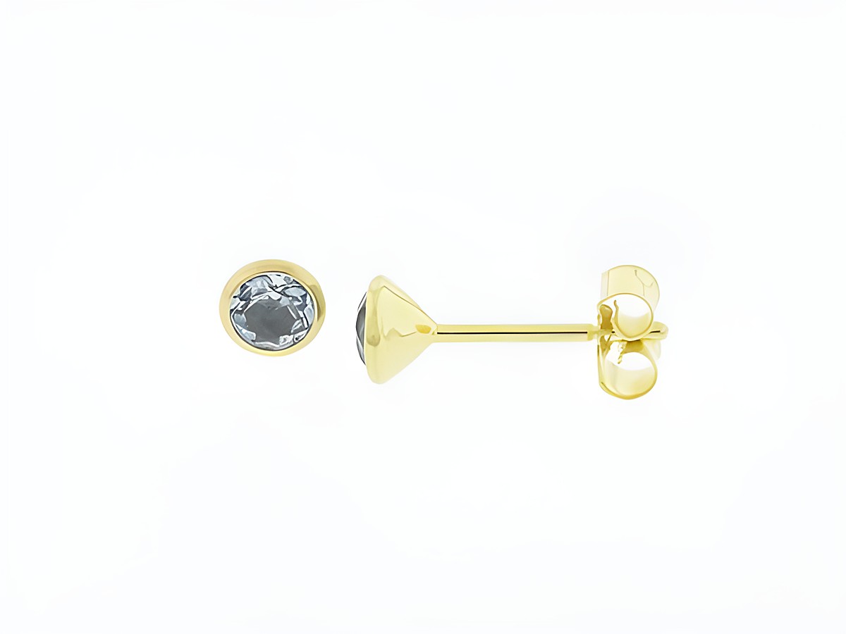 Gold Ohrringe in Kelchform aus 333 Gold mit charmantem Blautopas, Stecker 4,3mm, Hersteller Juwelier Harnisch, weitere Steine verfügbar.