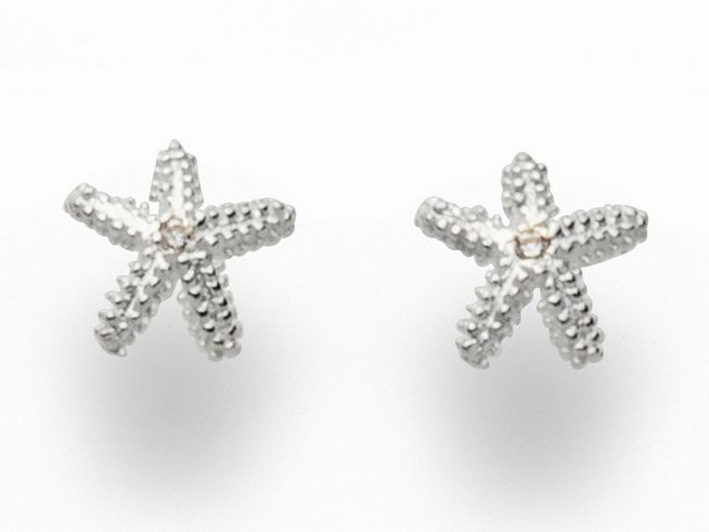 Sterling Silber Ohrringe in Seesternform mit Zirkonia von DUR, glänzende Oberfläche und detailreiche Struktur, perfekt für einen maritimen Look, ideal für verschiedene Anlässe.