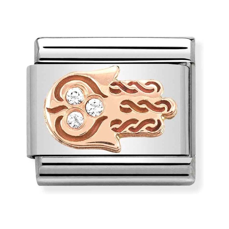 Nomination Composable Classic Charm Hand der Fatima - Edelstahl, roségoldfarben, Zirkonia