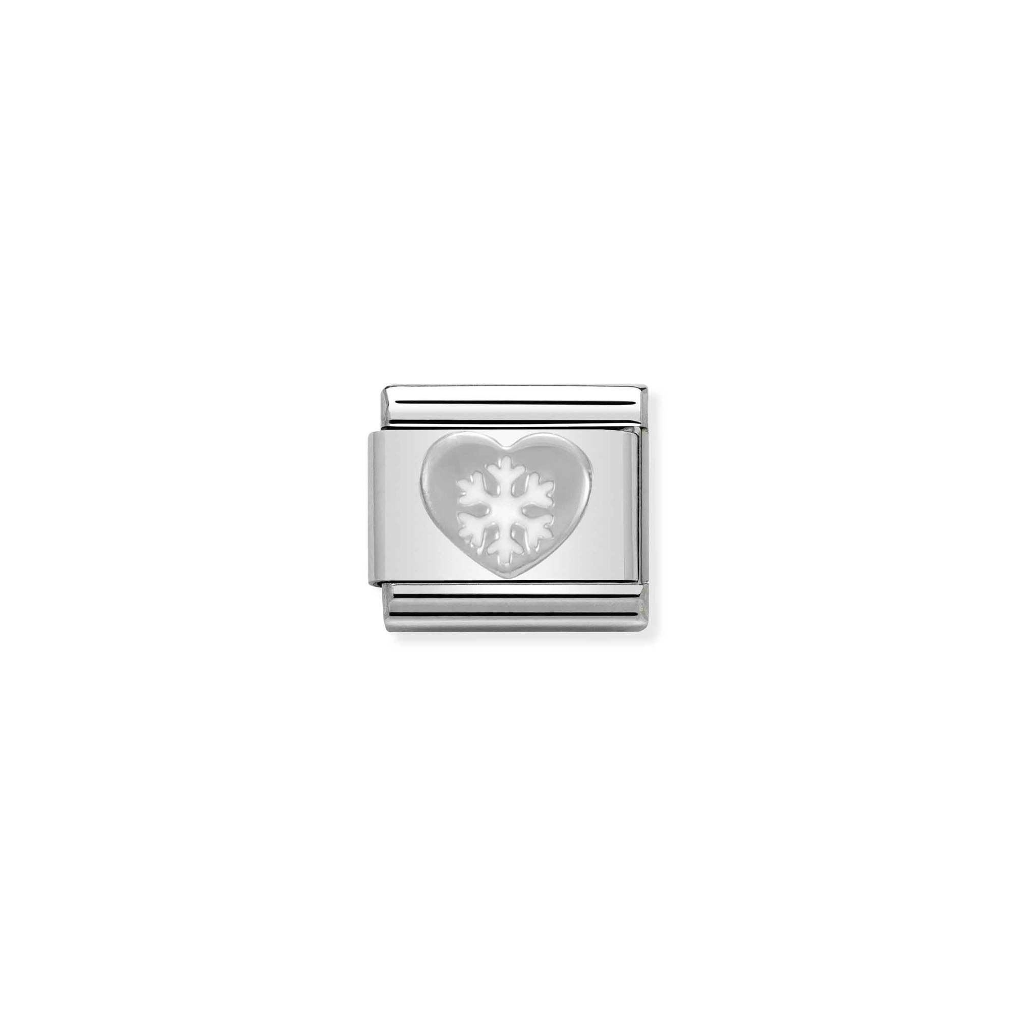 Nomination Composable Classic Charm Herz mit Schneeflocke - Edelstahl, Silber 925, Emaille