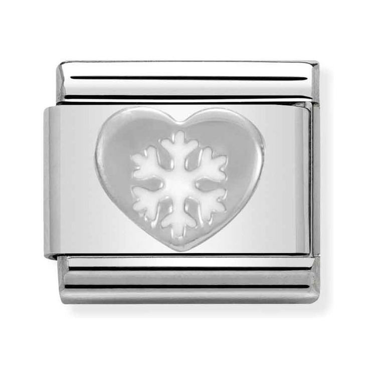 Nomination Composable Classic Charm Herz mit Schneeflocke - Edelstahl, Silber 925, Emaille