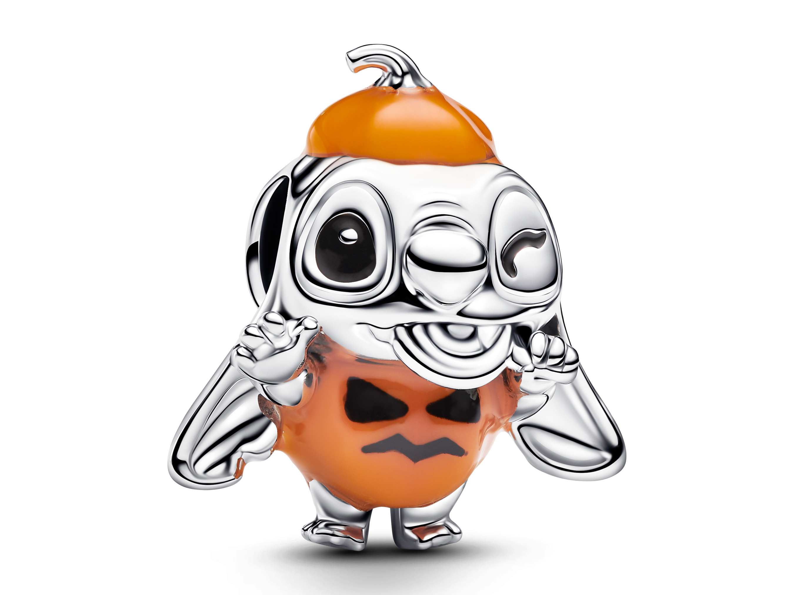 Pandora 794730C01 - Disney Stitch Halloween-Kürbis Charm - Sterling Silber - Imitation quartz Emaille Orange