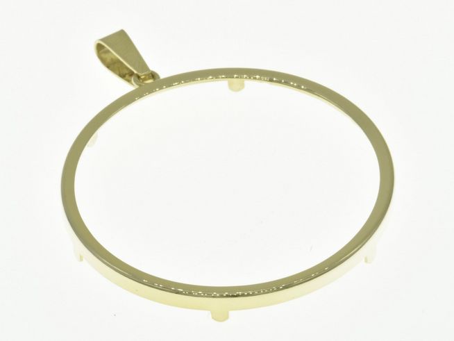 Münzfassung Anhänger aus 585 Gold mit einem maximalen Durchmesser von 41,6 mm, elegant und schlicht, hergestellt von Juwelier Harnisch, ideal für Münzen.
