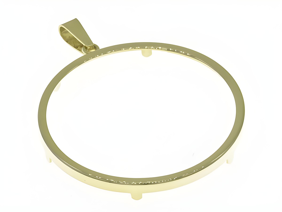 Münzfassung Anhänger aus 585 Gold mit einem maximalen Durchmesser von 41,6 mm, elegant und schlicht, hergestellt von Juwelier Harnisch, ideal für Münzen.