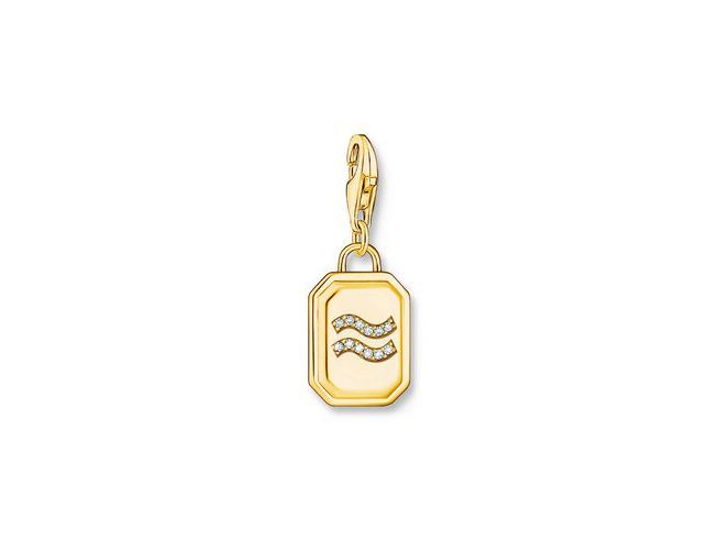 Charm-Anhänger von Thomas Sabo aus Silber mit Vergoldung, Sternzeichen Wassermann, verziert mit Zirkonia, klassisches und elegantes Design. Ideal für persönliche Schmuckkollektionen.