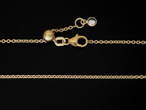 Silber Kette aus Rundanker, 925 Sterling Silber gelbgold vergoldet, verstellbare Länge bis 45 cm, mit Verschluss und einem kleinen Schmuckstein, Hersteller Juwelier Harnisch.