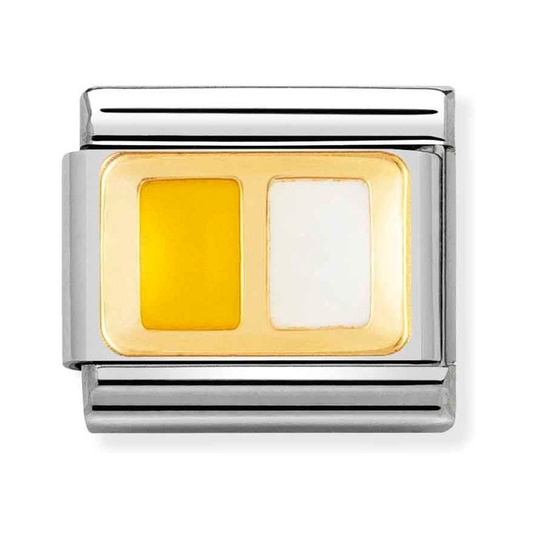 Nomination Composable Classic Charm Flagge Vatikan - Edelstahl, Gold 750 Gelbgold, Emaille