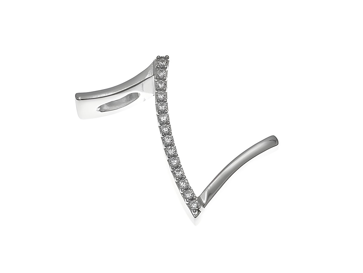 Anhänger aus poliertem Sterling Silber in Form des Buchstabens Z, verziert mit Zirkonia-Steinen, hergestellt von Juwelier Harnisch, ideal für individuellen Schmuck.